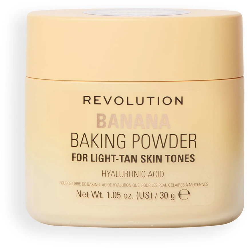 „Makeup Revolution Bake & Blot“ matinė biri fiksacinė pudra „Bananas“, 30 g