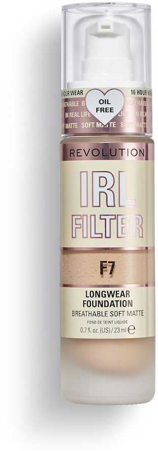 „Makeup Revolution IRL“ ilgai išliekantis makiažo pagrindas „Filter Oil Free“ be riebalų, „Kreminis“ F7, 23 ml
