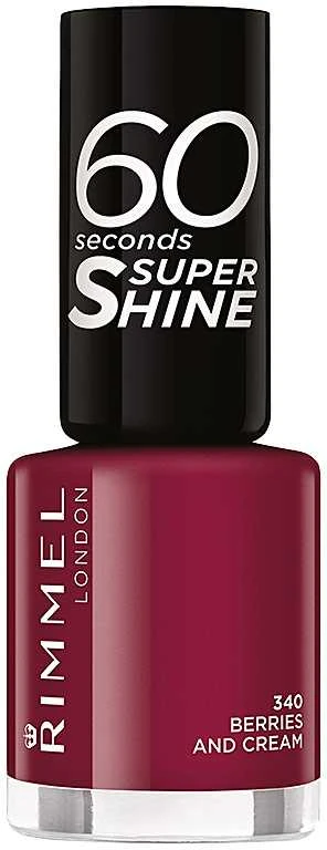 Rimmel London 60 Seconds Super Shine Nagų lakas Moterims 8 ml, 340 Berries and Cream