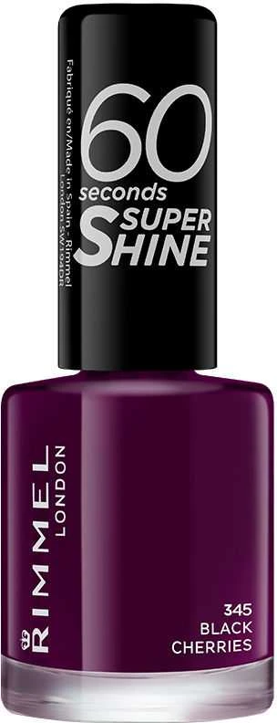 Rimmel London 60 Seconds Super Shine Nagų lakas Moterims 8 ml, 345 Black Cherries