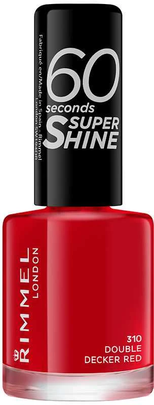 Rimmel London 60 Seconds Super Shine Nagų lakas Moterims 8 ml, 310 Double Decker Red