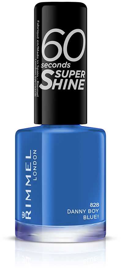 Rimmel London 60 Seconds Super Shine Nagų lakas Moterims 8 ml, 828 Danny Boy, Blue!