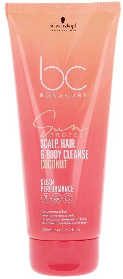 Schwarzkopf Professional BC Bonacure Sun Protect Scalp, Hair & Body Cleanse Coconut Šampūnas galvos odos, plaukų ir kūno prausiklis, 200 ml
