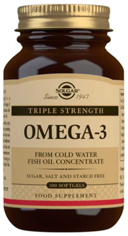Omega-3, žuvų taukai SOLGAR Triple Strength Omega-3 Softgels , 100 vnt.