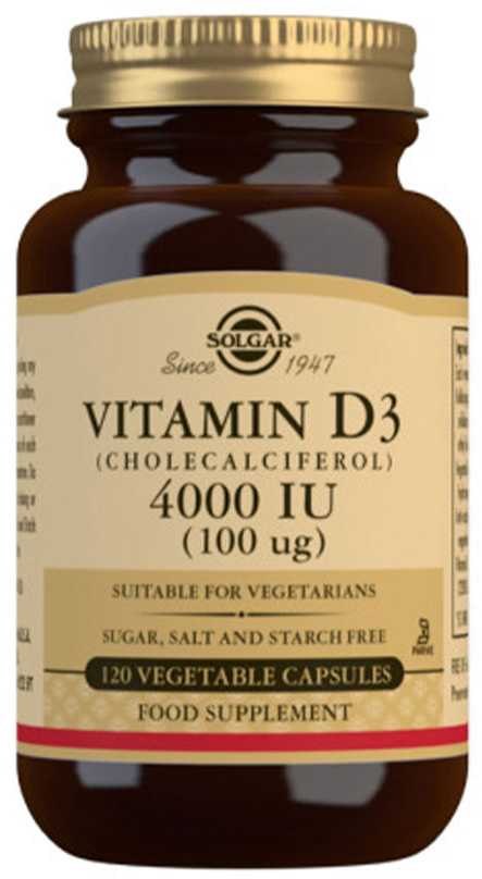 maisto papildas Solgar Vitamins D3 4000 TV (100 mcg) 120 kapsulių