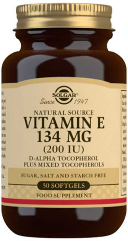 Solgar Vitaminas E 134mg 200 TV 50 minkštųjų gelių