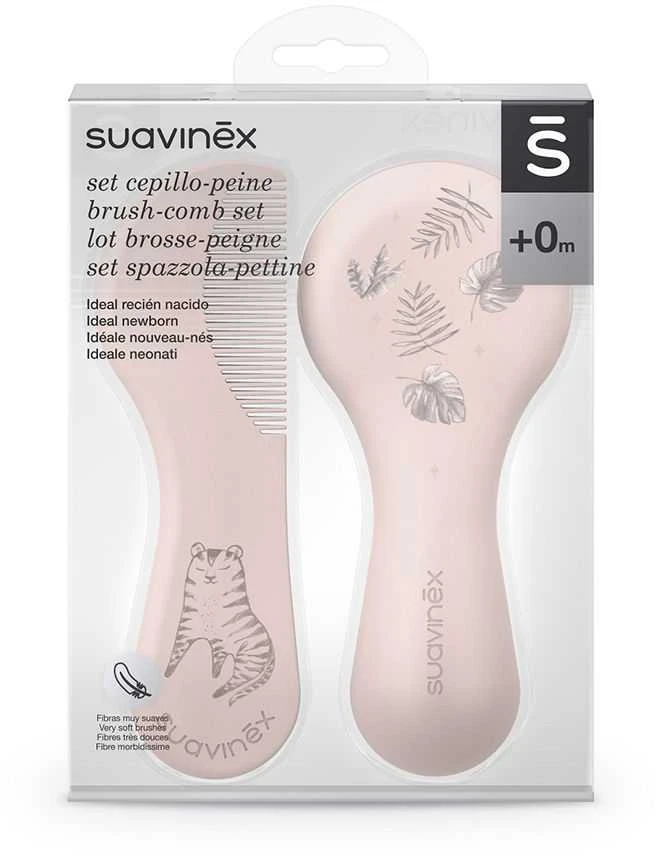 "Suavinex" rausvų šukų šepetėlių rinkinys
