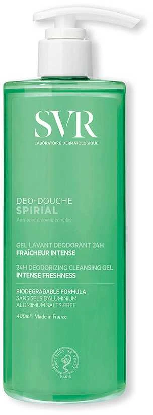 Svr Spirial Deo Douche dezodoruojantis dušo gelis su probiotikais nemaloniems kvapams mažinti, 400 ml