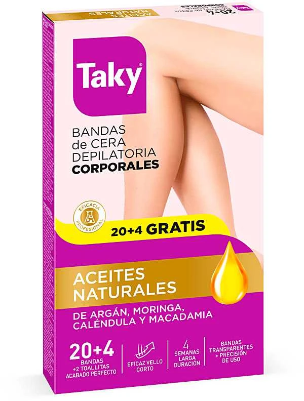 "Taky" natūralių aliejų depiliacinės kūno vaško juostos 24 vienetai