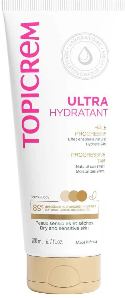 Topicrem Ultra-Moisturizing Progrerssive Tan drėkinamasis savaiminio įdegio losjonas sausai ir jautriai odai, 200 ml