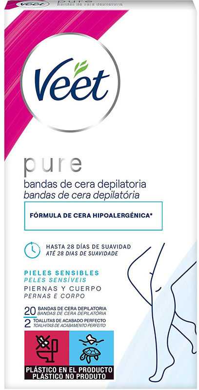 "Veet" depilacinės juostos "Pure Body Depilatory Wax Strips Sensitive Skin Pure Depilatory Wax Strips" 20