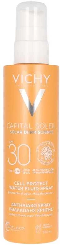 "Vichy Capital Soleil Invisible Fluid Purškiklis Spf30 apsauga nuo saulės veidui ir kūnui atspari vandeniui 200ml