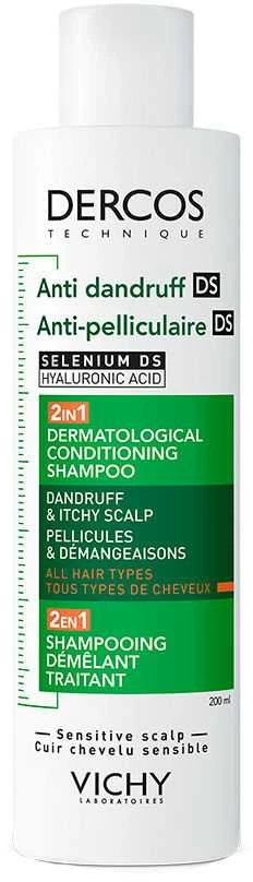 Vichy Dercos Nuo pleiskanų 2in1 Šampūnas + Conditioner šampūnas–kondicionierius pleiskanojančiai galvos odai, 200 ml