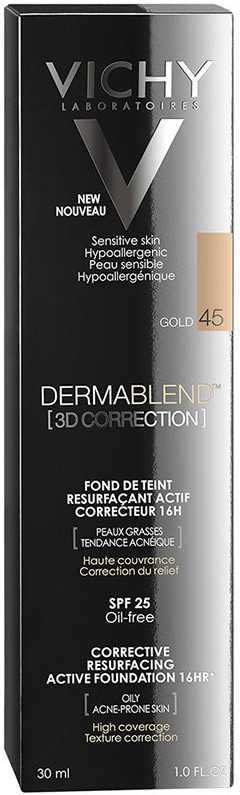 "Vichy Dermablend 3D Correction Foundation" pudra riebiai odai 45 Dievas 30ml