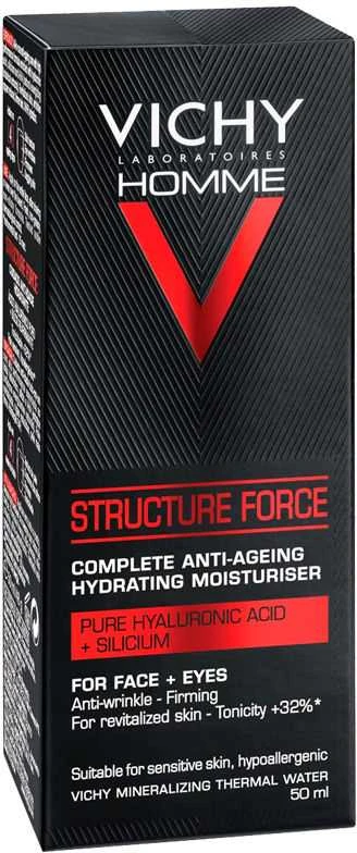 Veido kremas vyrams Vichy Homme Structure Force Anti-Aging Hydrating Sensitive Skin 50ml