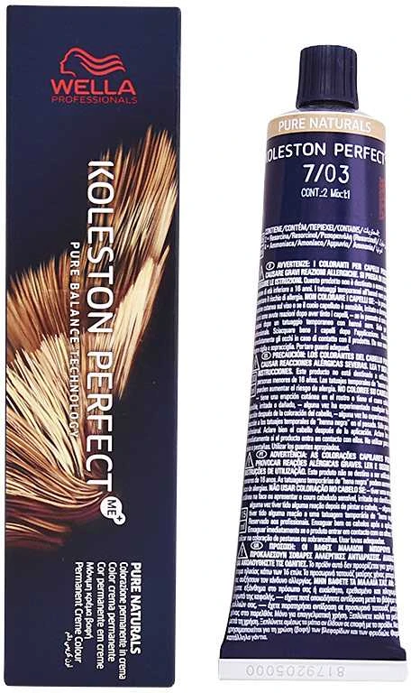 "Wella Koleston Perfect Me+ 7/03 Pure Naturals" plaukų dažai 60ml