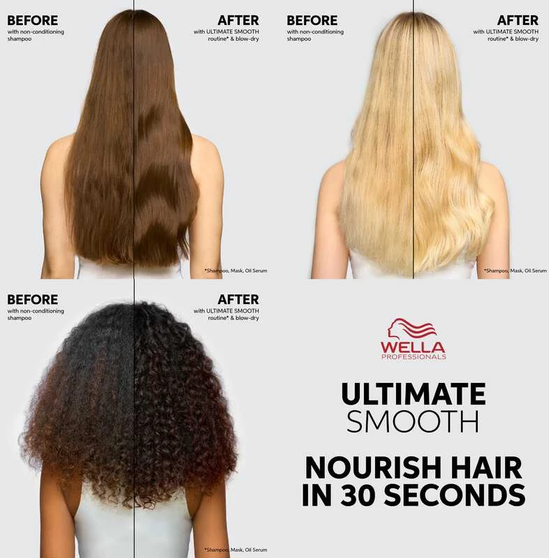 Wella Professionals Ultimate Smooth Shampoo Maitinantis šampūnas su skvalanu ir omega-9, 1000 ml
