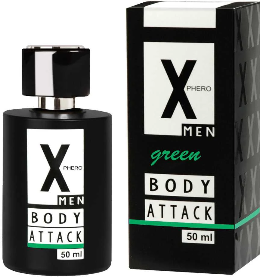X Phero Body Attack Žalias kvepalai su feromonais vyrams 50ml