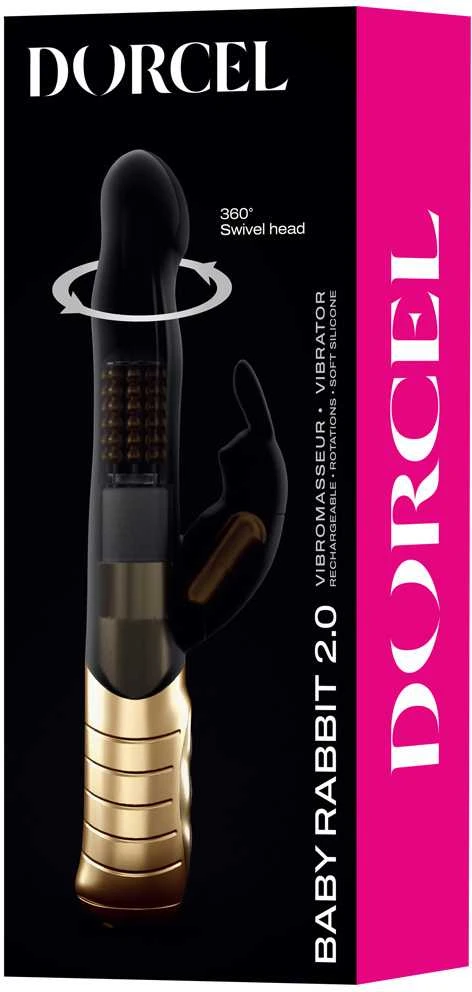 Marc Dorcel Baby Rabbit 2.0 vibratorius su dviguba stimuliacija Juodas & Gold