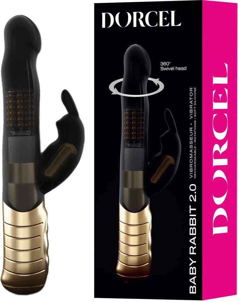 Marc Dorcel Baby Rabbit 2.0 vibratorius su dviguba stimuliacija Juodas & Gold