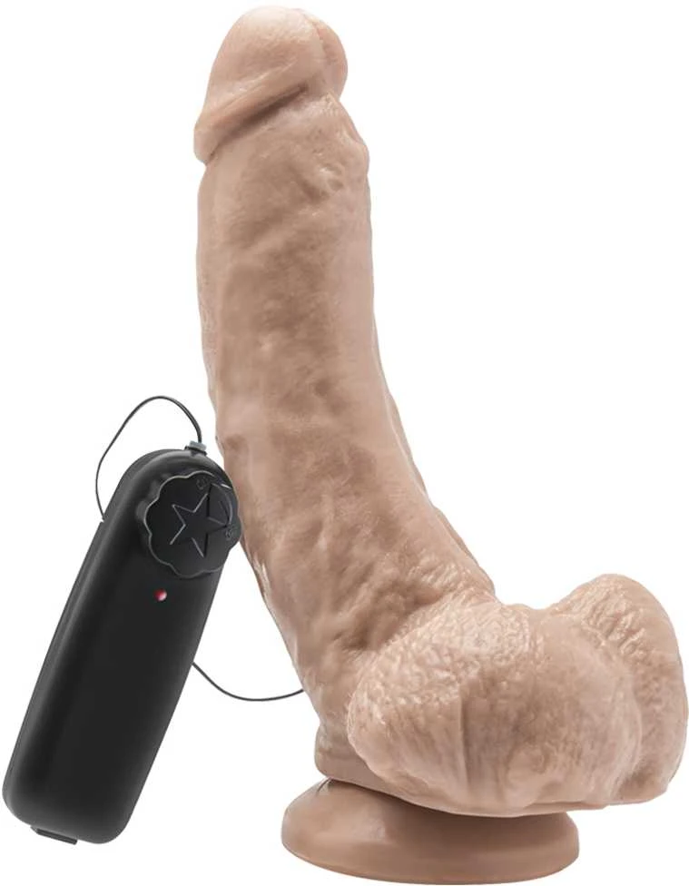 Get Real TOYJOY Dildo gaidys 8 colių su kamuoliukų minkštimo vibracija.