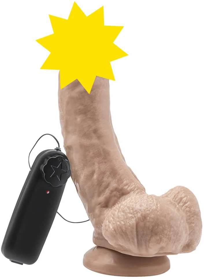 Get Real TOYJOY Dildo gaidys 8 colių su kamuoliukų minkštimo vibracija.