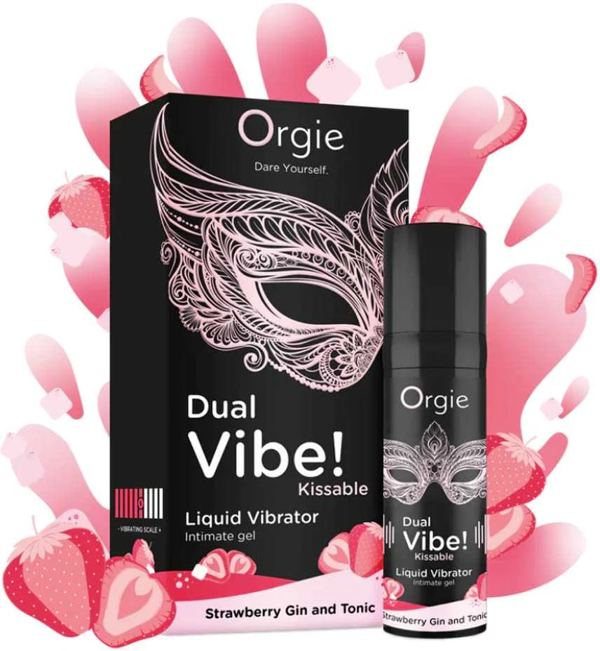 Orgie Dviguba vibracija! Kissable skystas vibruojantis braškių džinas ir tonikas
