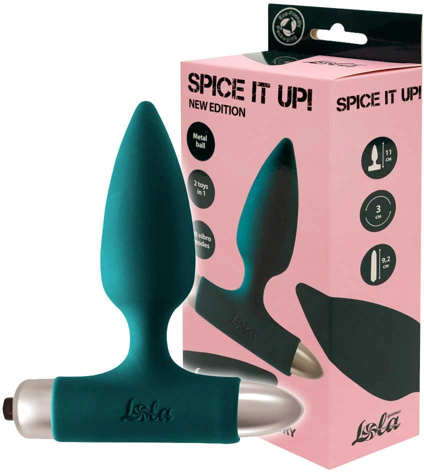 Lola Games Kištukas su kamuoliuku viduje. Silikoninis kištukas su vibracija - Vibrating Plug Glory Dark Žalias.