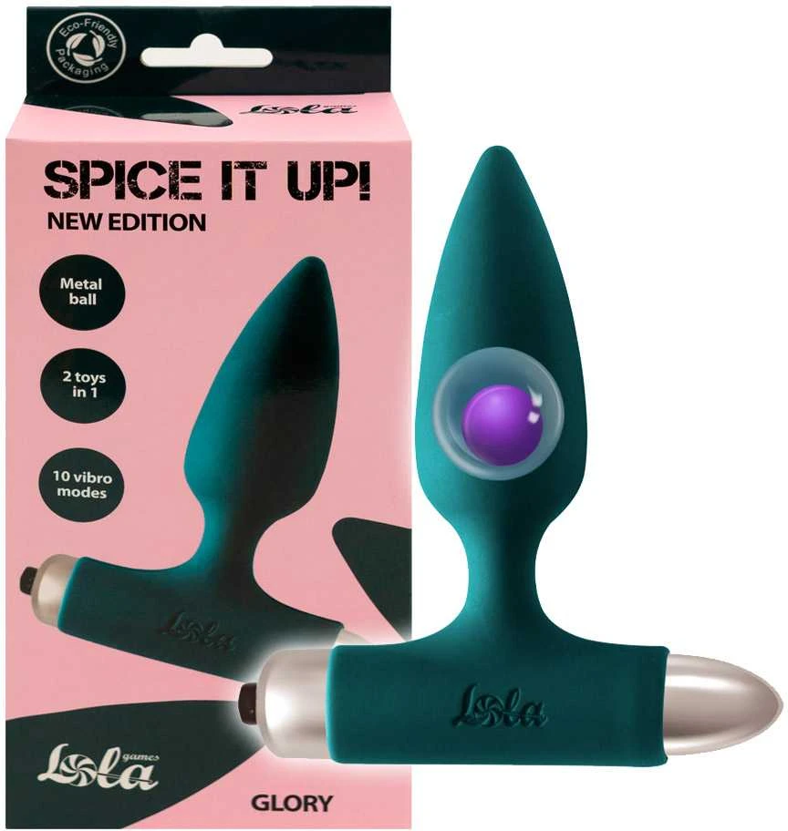 Lola Games Kištukas su kamuoliuku viduje. Silikoninis kištukas su vibracija - Vibrating Plug Glory Dark Žalias.