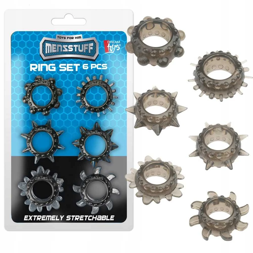 Dream Toys MENZSTUFF 6PC TEMPAMŲJŲ ŽIEDŲ RINKINYS