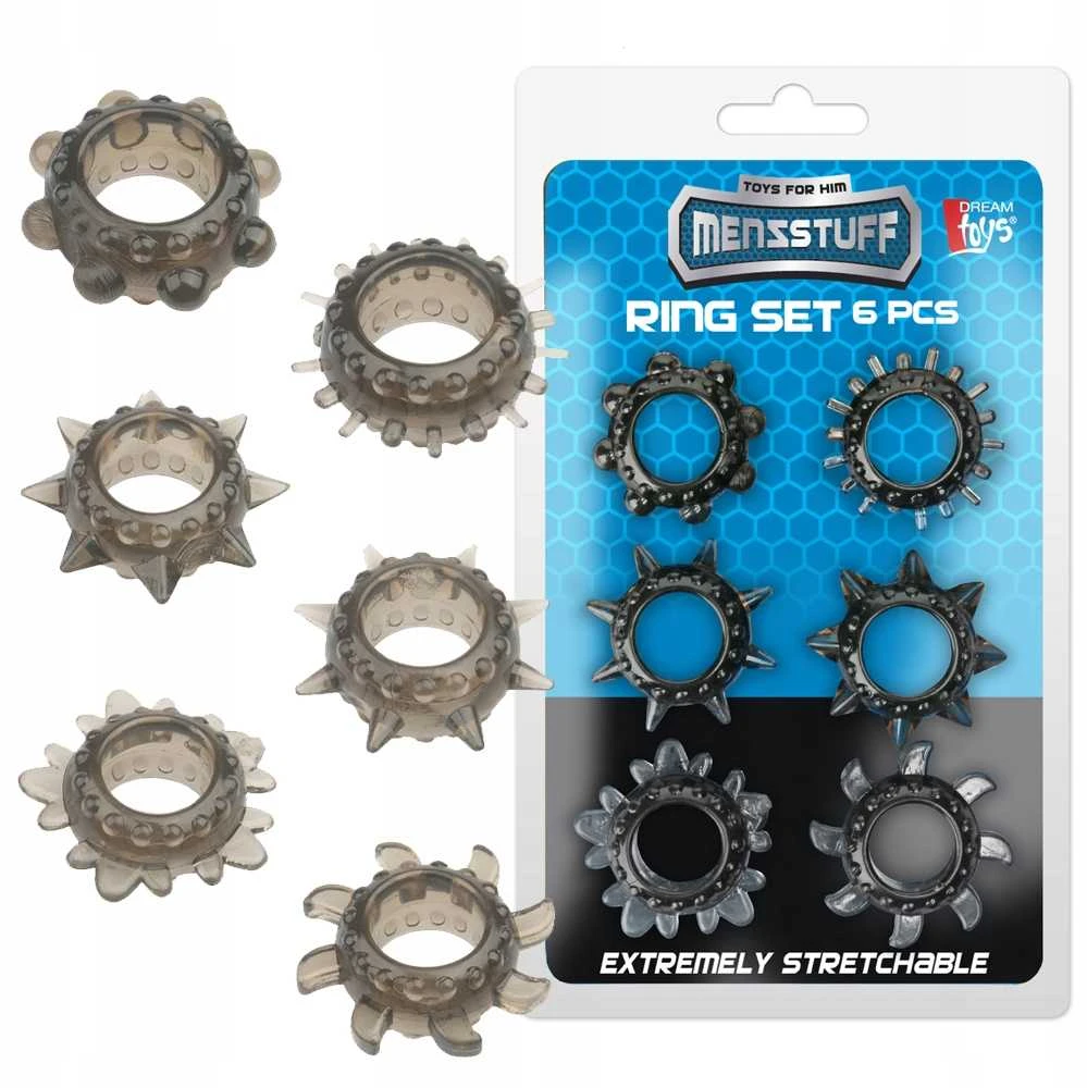 Dream Toys MENZSTUFF 6PC TEMPAMŲJŲ ŽIEDŲ RINKINYS