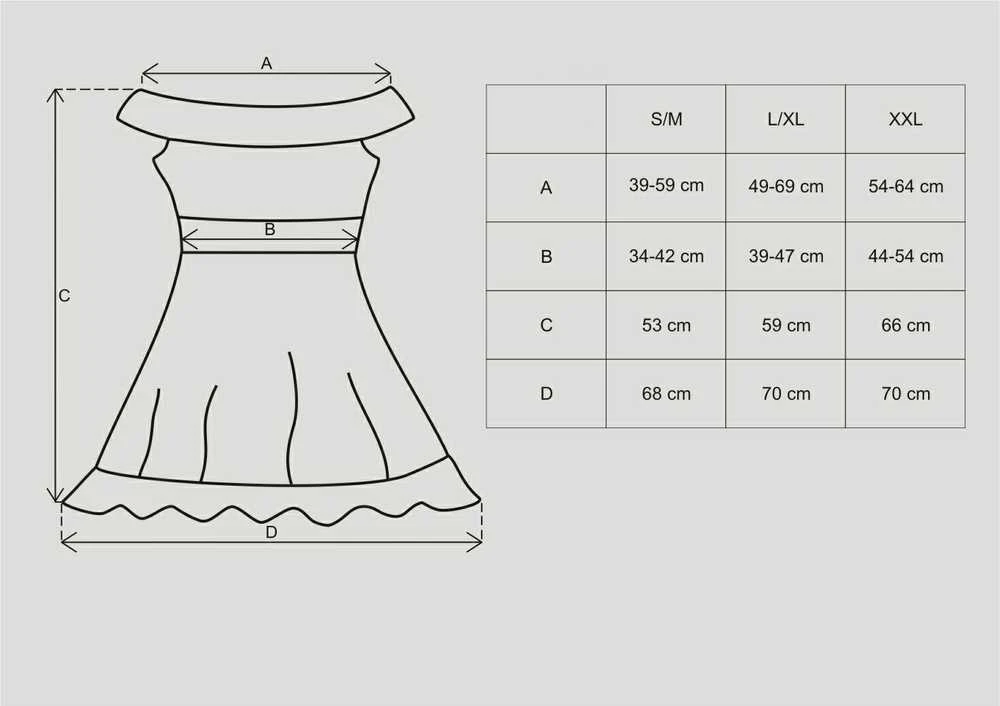 Obsessive - Flores chemise & thong juodas L/XL