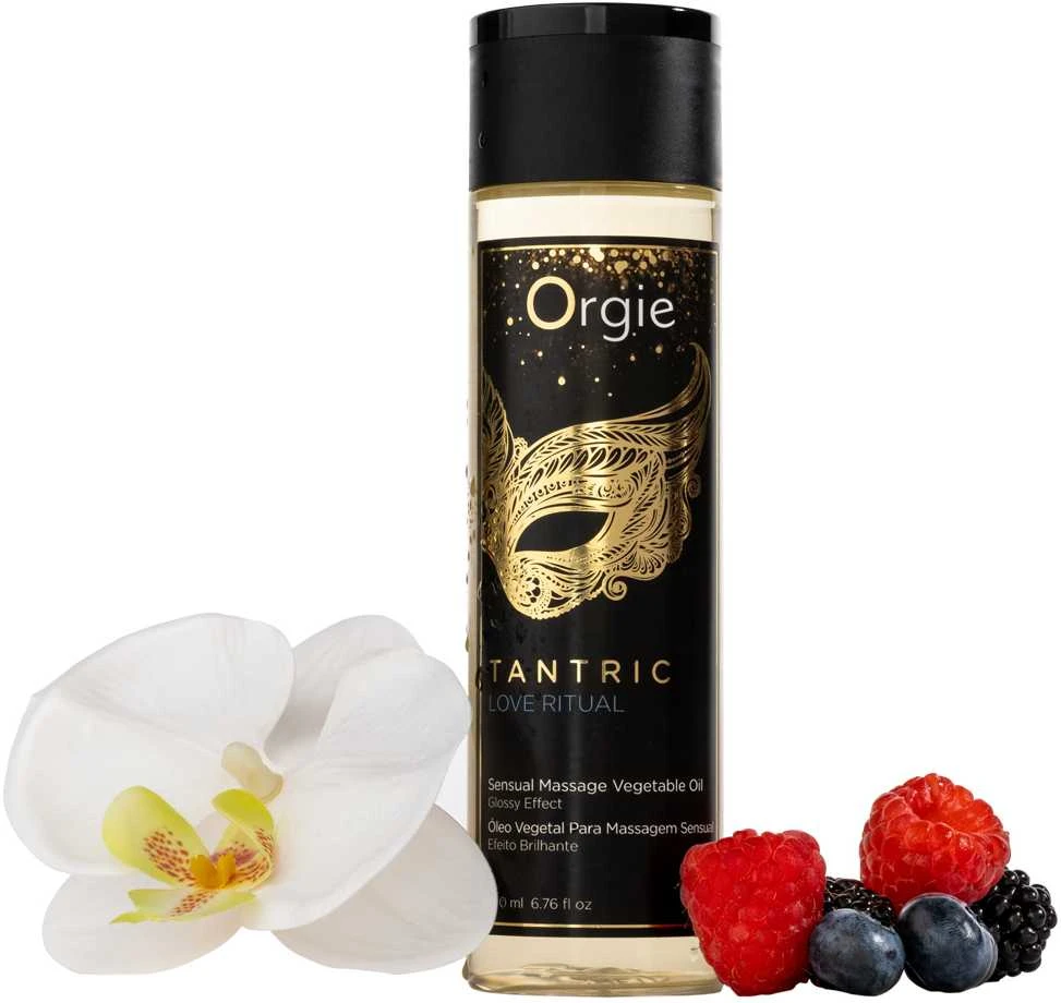 Orgie - tantrinis jausmingas masažo aliejus su vaisių ir gėlių meilės ritualu 200 ml