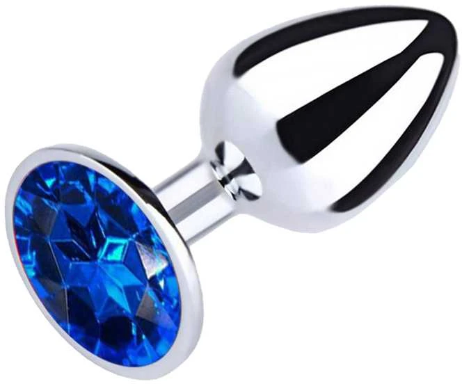 Secretplay Toys Mėlynas Mėlynas metalinis užpakalio kamštis su brangakmeniais S