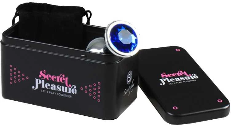 Secretplay Toys Mėlynas Mėlynas metalinis užpakalio kamštis su brangakmeniais S