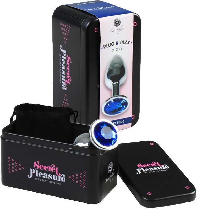 Secretplay Toys Mėlynas Mėlynas metalinis užpakalio kamštis su brangakmeniais S