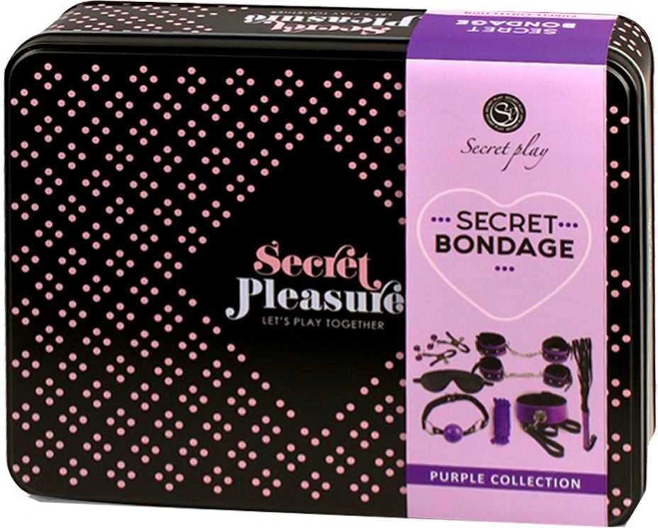 Secret Play Secret Bondage - rinkinys 8 vnt Violetinė & Juodas