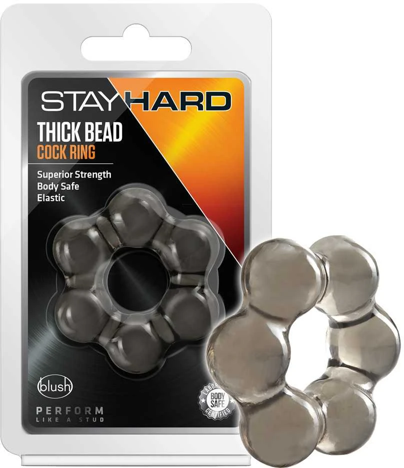Blush Skaistalai STAY HARD THICK BEAD COCK RING Juodas