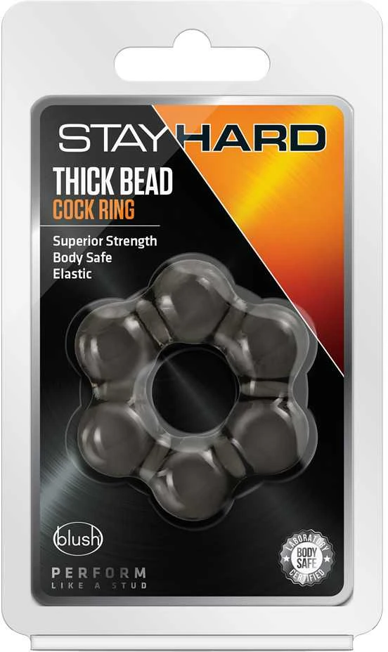 Blush Skaistalai STAY HARD THICK BEAD COCK RING Juodas