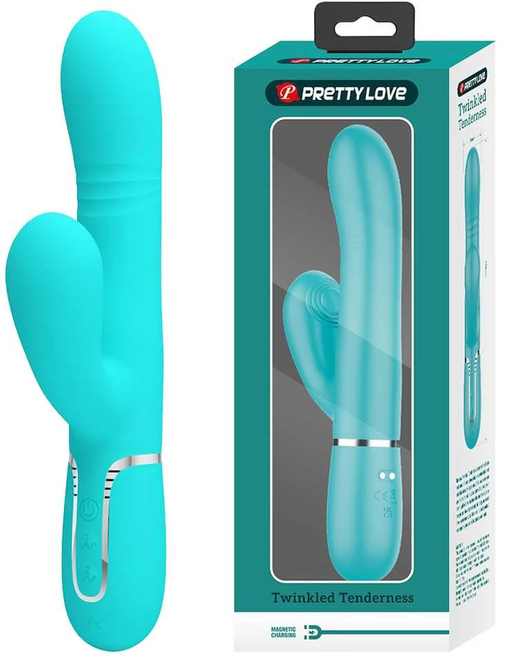 Pretty Love Flirtation Mėlynas PRETTY LOVE - Mariana šviesus mėlynas, 7 vibracijos funkcijos, 7 stūmimo nustatymai, 4 riedėjimo funkcijos, 4 linkčiojimo funkcijos