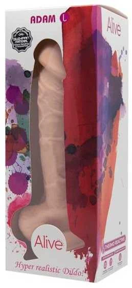Alive Gyvas, kūno spalvos didelis, gyslotas penis su siurbtuku 21,5 cm