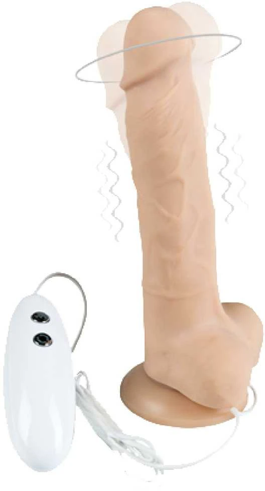 Alive dildo su vibruojančiu rotaciniu pilotu, kūno spalvos, 18 cm