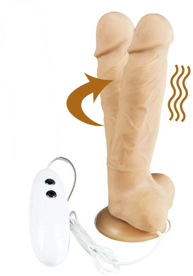 Alive dildo su vibruojančiu rotaciniu pilotu, kūno spalvos, 18 cm