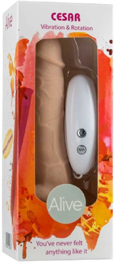 Alive dildo su vibruojančiu rotaciniu pilotu, kūno spalvos, 18 cm