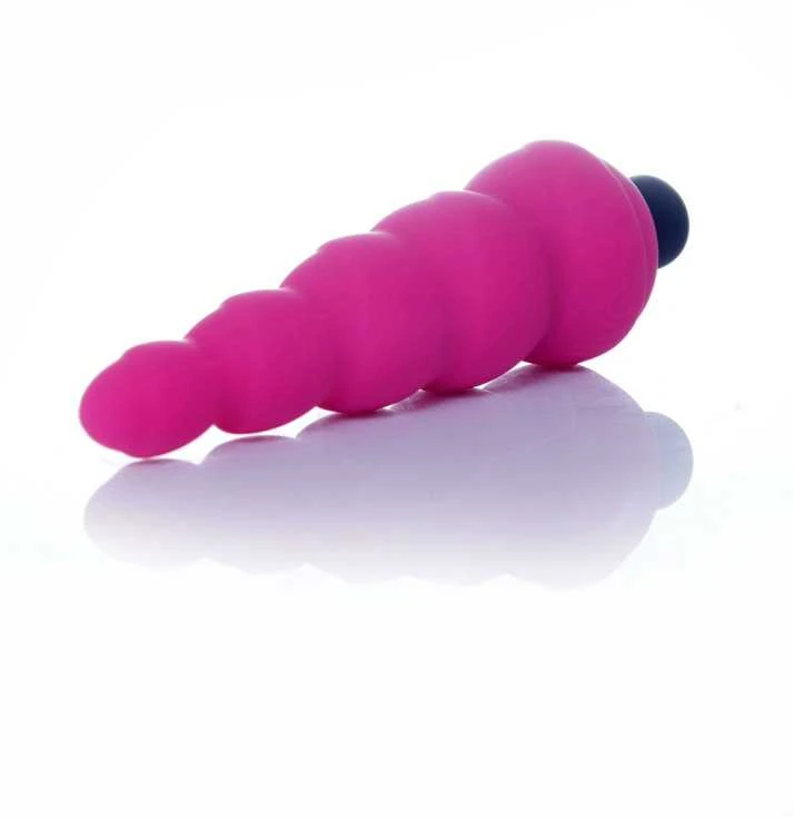 Rožinis 14 cm silikoninis analinis kištukas su rutuliukais