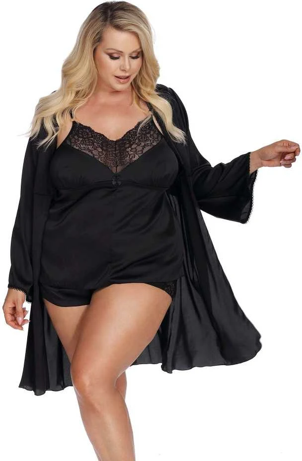 Anais LAURA juodas robe L+ (juoda szlafrok)