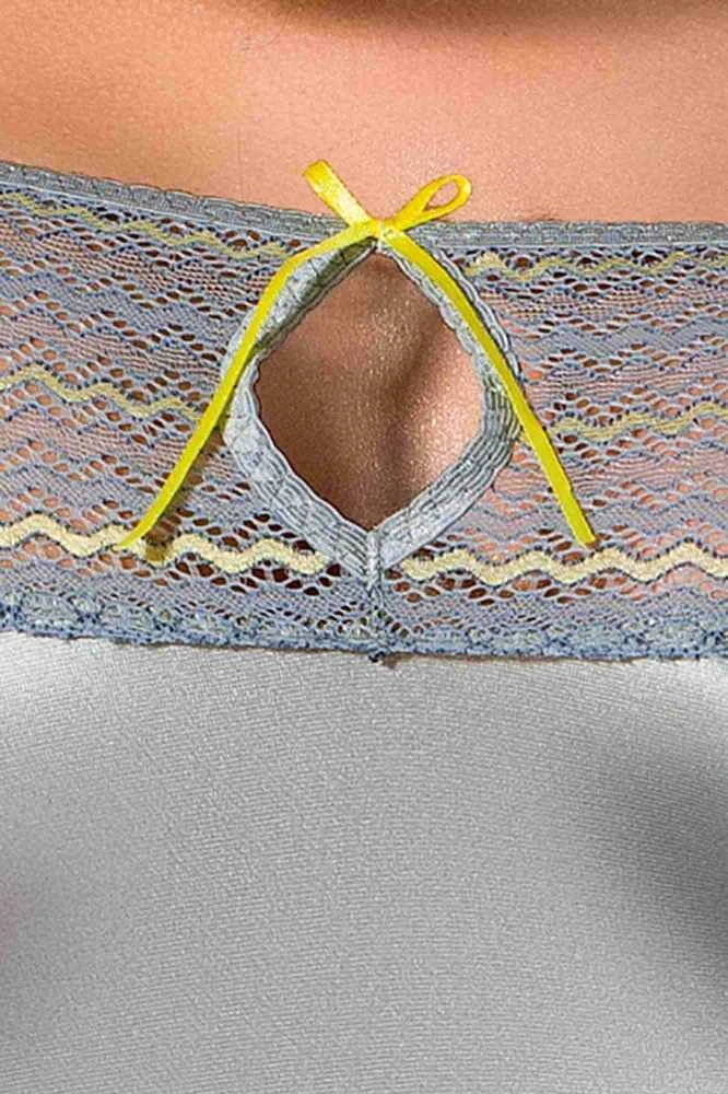 Apatiniai drabužiai-AVENA CORSET sidabrinis S/M - Casmir