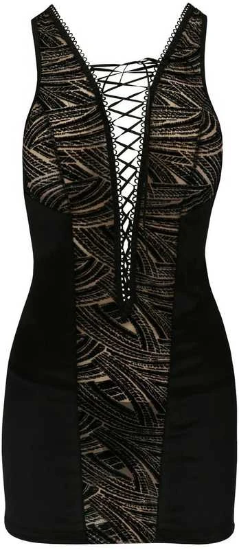 Apatiniai drabužiai-LARA CHEMISE juodas L/XL - Casmir