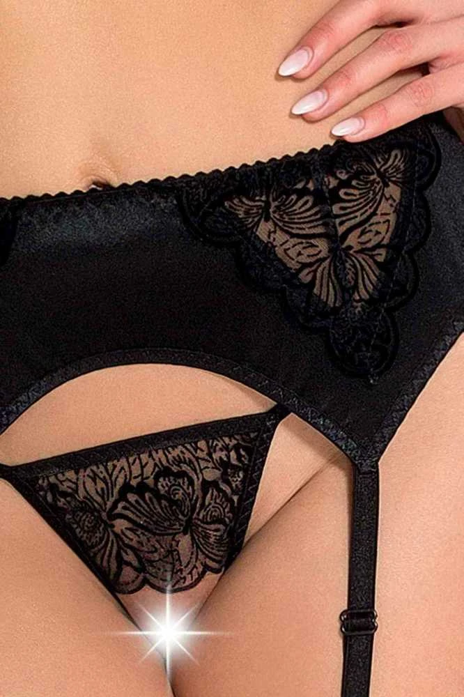 Apatiniai drabužiai-LAUREN SET WITH OPEN BRA juodas XXL/XXXL - Casmir