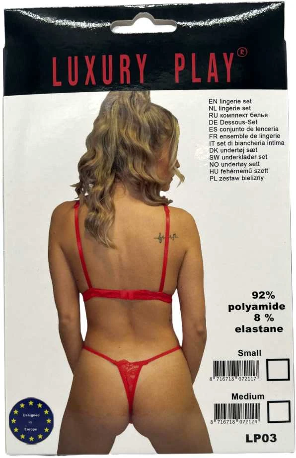 Apatiniai drabužiai-Luxury Play - Lingerie Set Medium Raudona